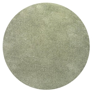 Haze Solid Low-Pile Green 5 ft. Round Area Rug