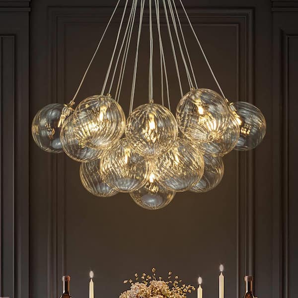 RRTYO Bolton 19-Light Brass Modern Bubble Cluster, Sputnik Globe