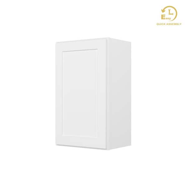 Easy-DIY 18 in. W x 12 in. D x 30 in. H Ready to Assemble Wall Kitchen Cabinet in Shaker White 1-Door-2 Shelves