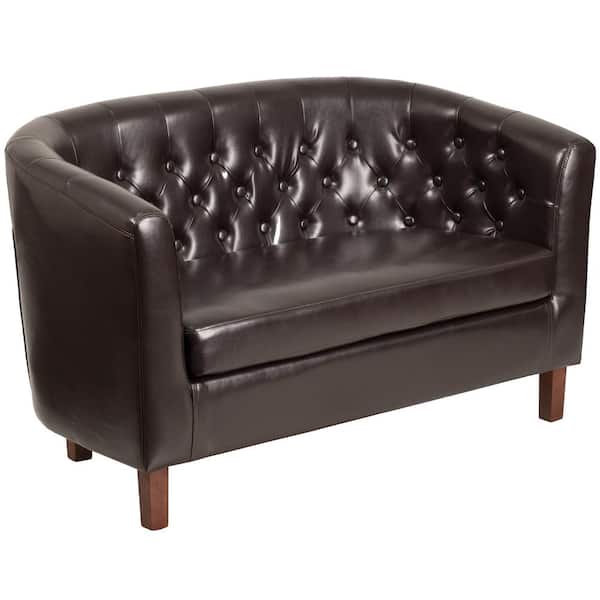 Flash Furniture Hercules 50 in. Brown Faux Leather 2-Seat Loveseat with Flared Arms