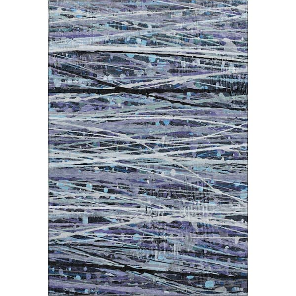 Mayfield Premium Machine Washable Abstract AMF2126 Purple 3 ft. x 4 ft. Area Rug