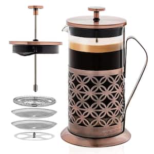 8-Cup Copper French Press Coffee Maker with 4 Level Mesh Filter