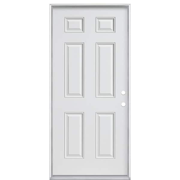 Masonite 36 in. x 80 in. Utility 6-Panel Left-Hand/Inswing Primed Steel Prehung Front Door with No Brickmold