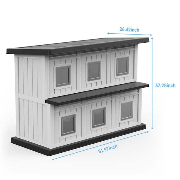 Black and Grey Outdoor Large Double Decker Cat Houses for Cats