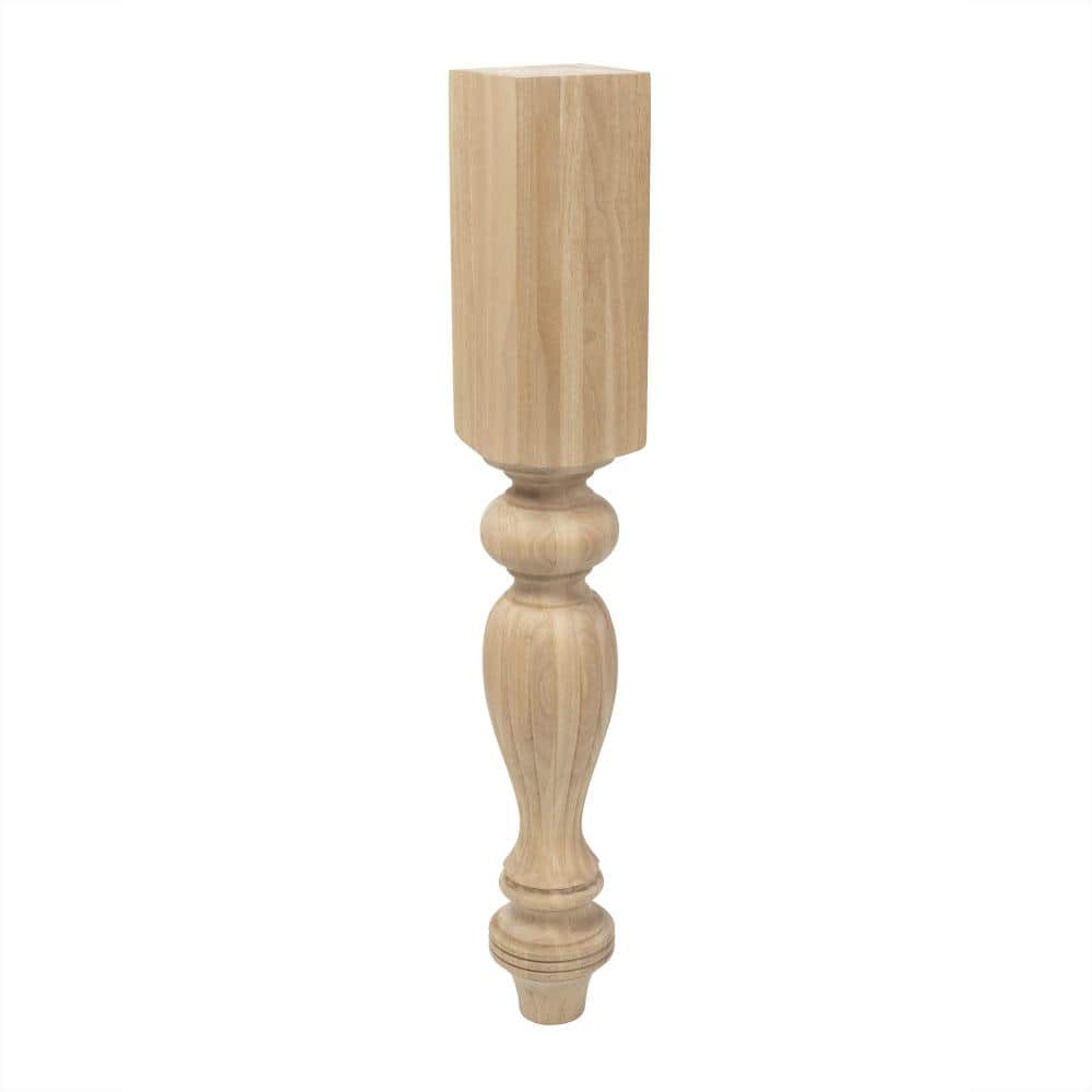 35.25" Unfinished Hardwood French Kitchen Island Leg