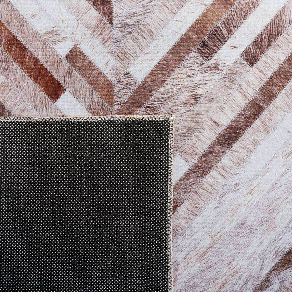 Beige and Brown Faux Hide Washable Area Rug