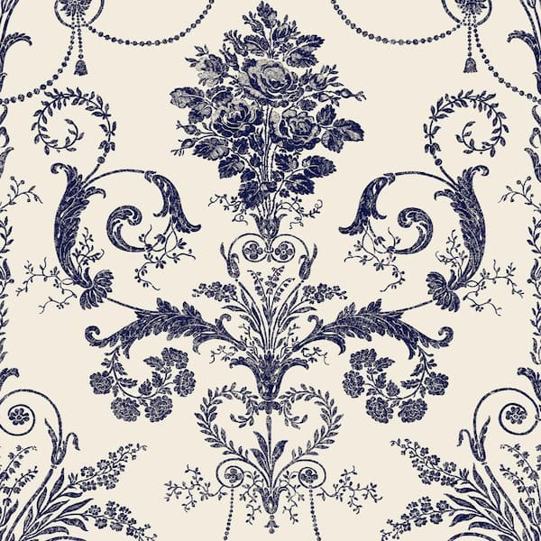 Laura Ashley Josette Off White and Midnight Wallpaper