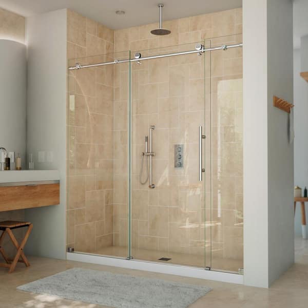 DreamLine Continuum 68-72 in. W x 76 in. H Clear Sliding Frameless Shower Door in Polished Stainless Steel