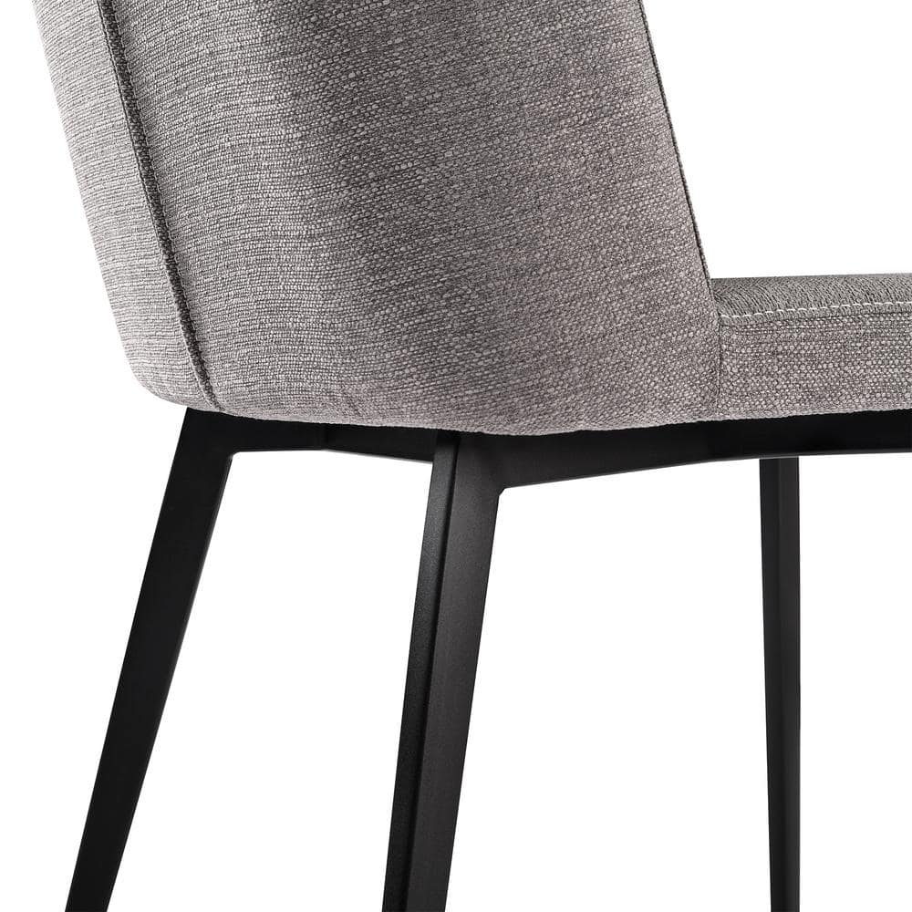 Set of 2 Gray Upholstered Metal Dining Chairs