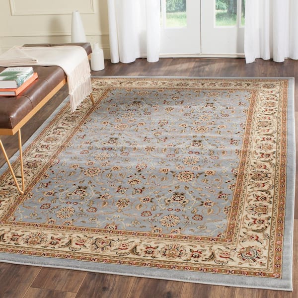 Lyndhurst Light Blue/Ivory 10 ft. x 10 ft. Square Border Area Rug