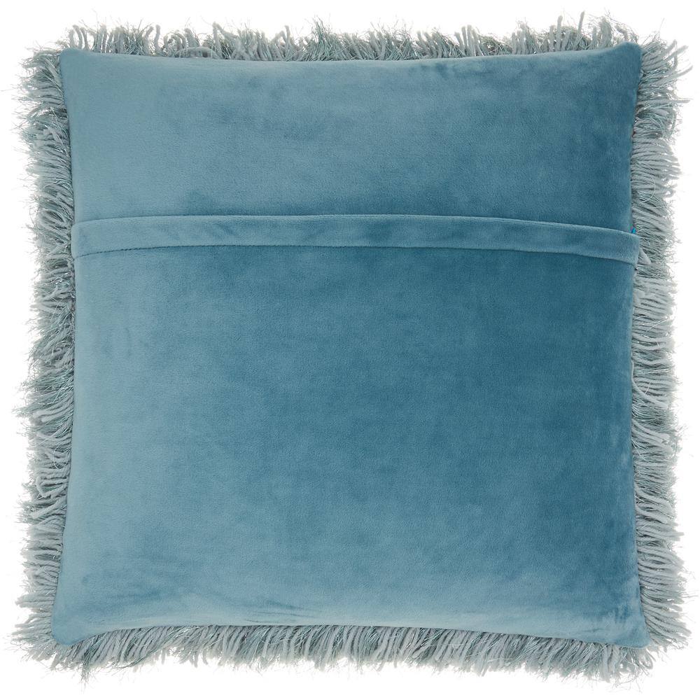 Celadon Shag Square Decorative Throw Pillow 20" x 20"