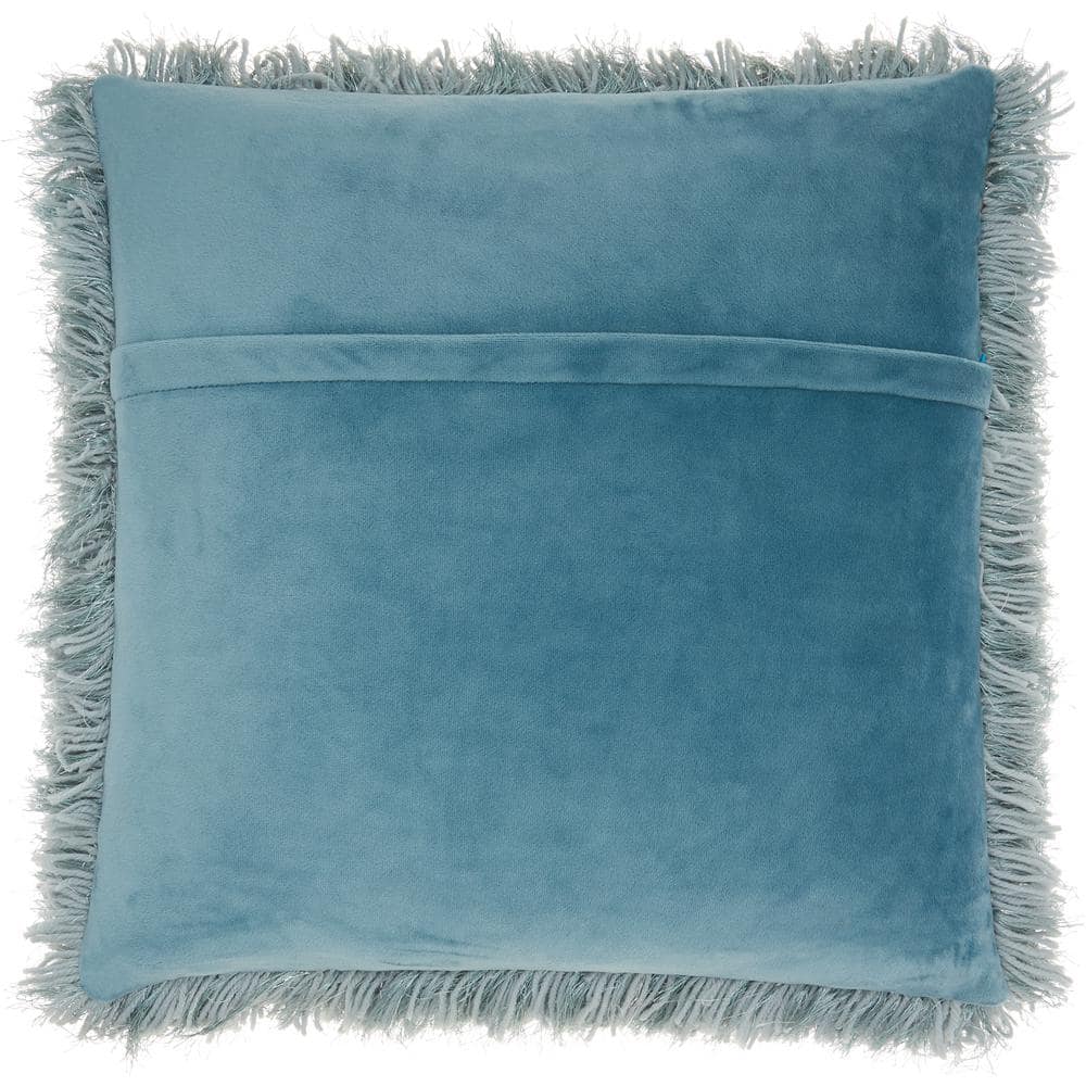 Celadon Shag Square Decorative Throw Pillow 20" x 20"