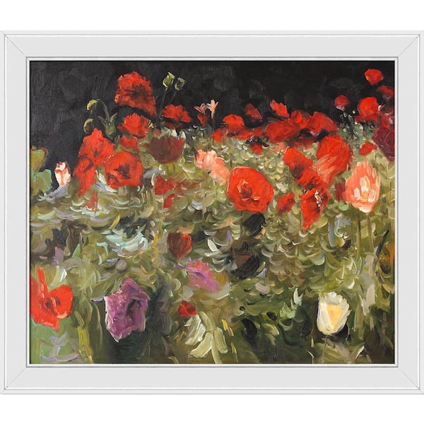 LA PASTICHE Poppies by John Singer Sargent Galerie White Framed Nature Oil Painting Art Print 24 in. x 28 in.