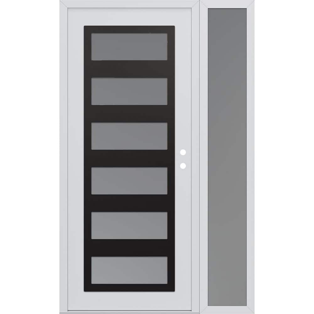 C9 52 in. x 80 in. Black P Left-Hand/Inswing Frosted Glass White/White Sidelite Steel Prehung Front Door price history on PriceWatchPro