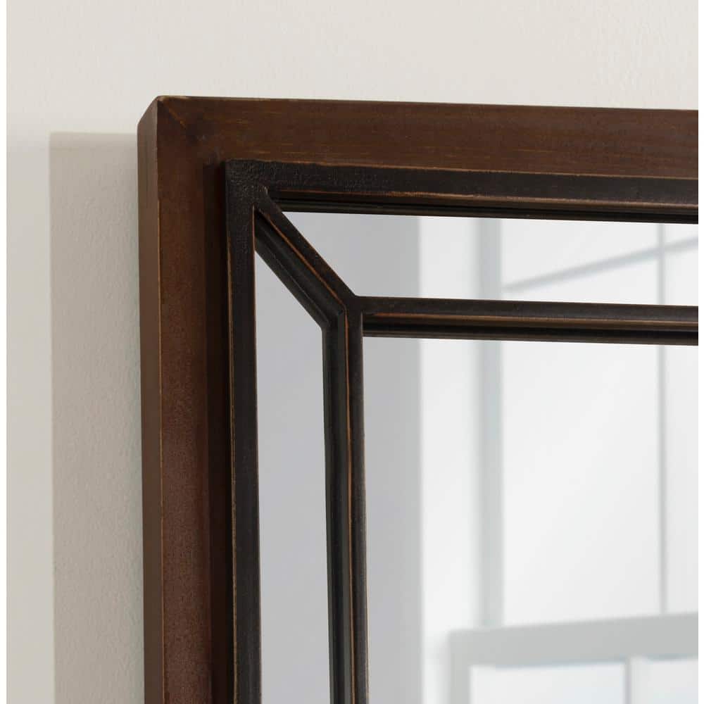 Audubon Rustic Brown Wood and Metal Rectangular Vanity Mirror