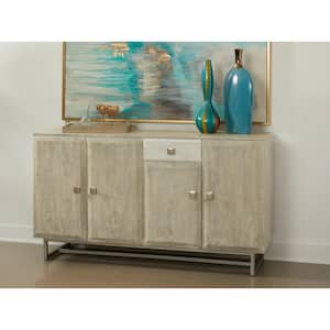 Valparaiso Grey Wood Top 63 in. Credenza with 4-Doors and 1-Drawer Fits TV's up to 55 in.