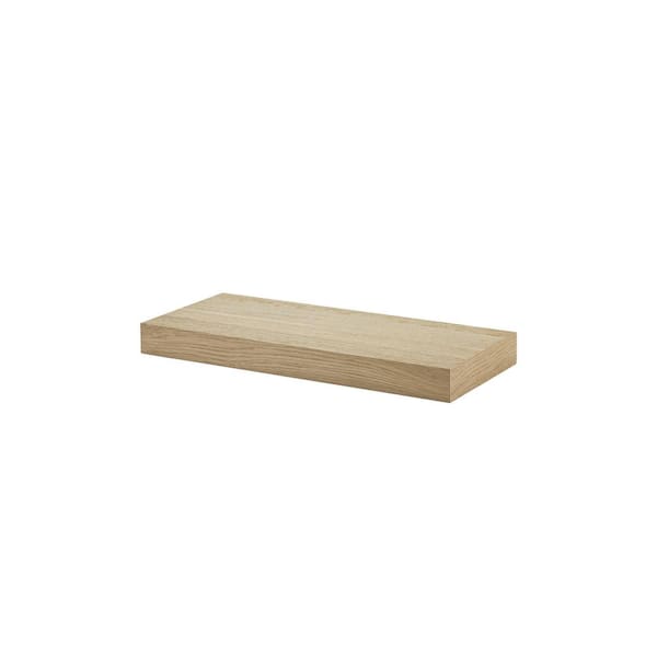 Unbranded BIG BOY 22.4 in. x 9.8 in. x 2 in. Oak Brushed Veneer MDF Floating Decorative Wall Shelf with Brackets