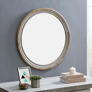 30 x 1 x 30 in. Gray Clybourne Farmhouse Round Mirror