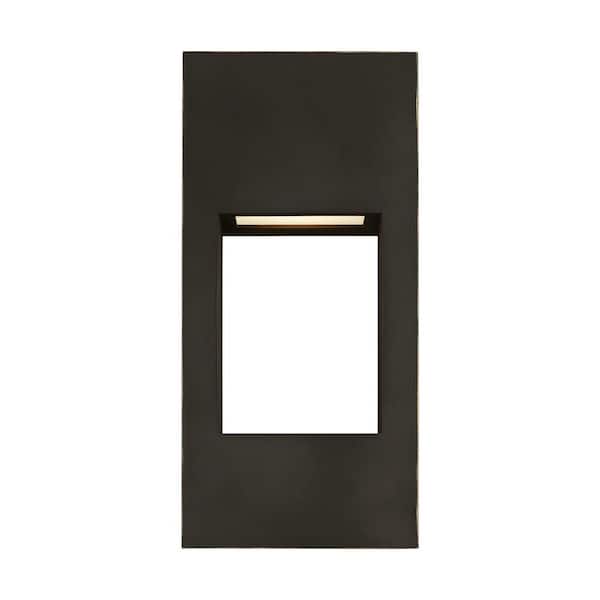 Generation Lighting Testa Small 2-Light Antique Bronze LED Outdoor Wall Lantern Sconce (1-Pack)