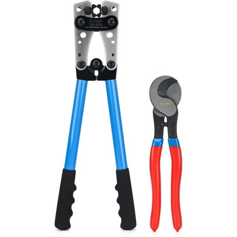 iCrimp Battery Cable Lug Crimping Tool for Heavy-Duty Wire Lugs, Battery Te