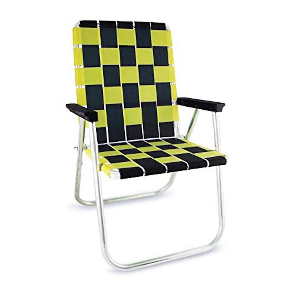 Durable Black And Yellow Aluminum Lightweight Stackable Folding Lawn Chair