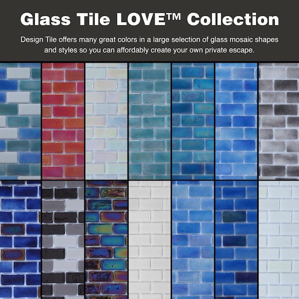 その他 Subway love The Tile Doctor Glass Tile Love Midnight Subway Black Mix