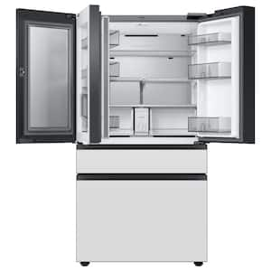 Bespoke 23 cu. ft. Customizable 4-Door French Door Smart Refrigerator with White Glass Family Hub Panel, Counter Depth