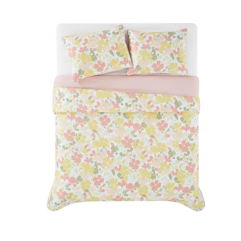 Blush Twin Microfiber Floral Bedspread Set