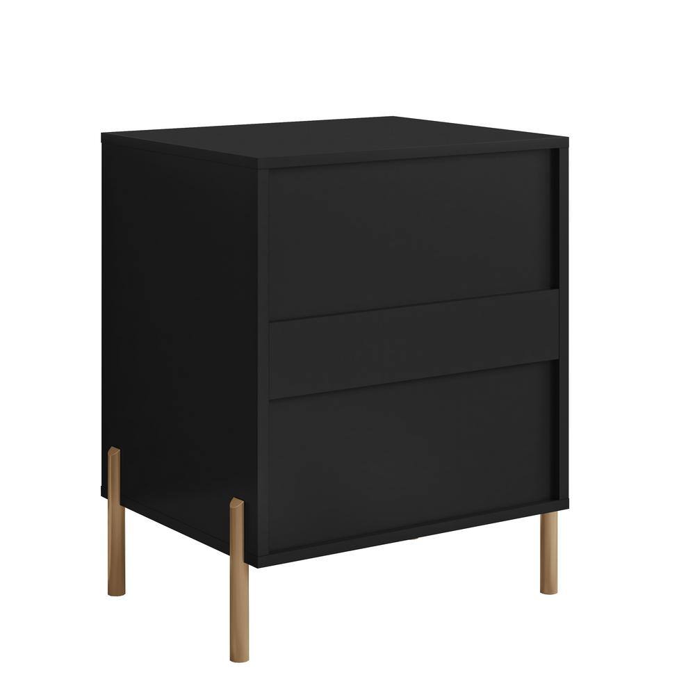 Festivo Black and Gold 2-Drawer Nightstands Set