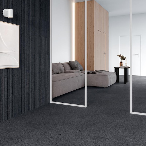 Spanish Pureform Terrazzo 12 in. x 24 in. x 9mm Porcelain Wall Tile Case - Deco Black (5 PCS, 10.76 Sq. Ft.)