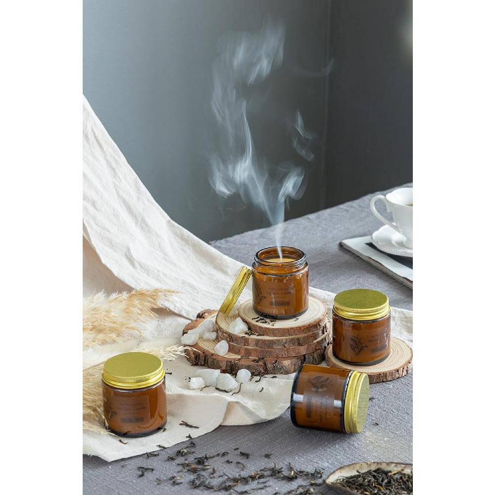 Set of 8 Earl Grey Scented Brown Soy Wax Candles