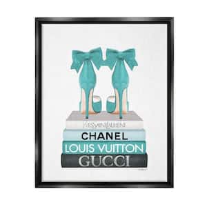 Turquoise Bow Heels on Books Women's Fashion" by Amanda Greenwood Floater Frame Culture Wall Art Print 17 in. x 21 in.