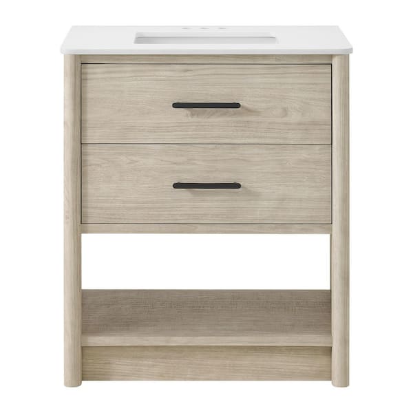 Camley 30 in. Single Sink Sandstorm Bath Vanity with White Engineered Stone Top (Assembled)