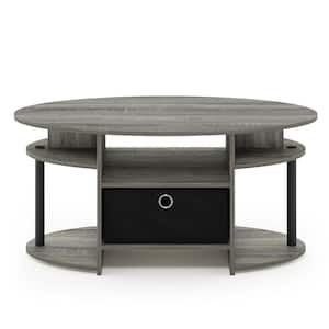 Jaya 36 in. French Oak Gray/Black Medium Rectangle Wood Coffee Table with Drawers