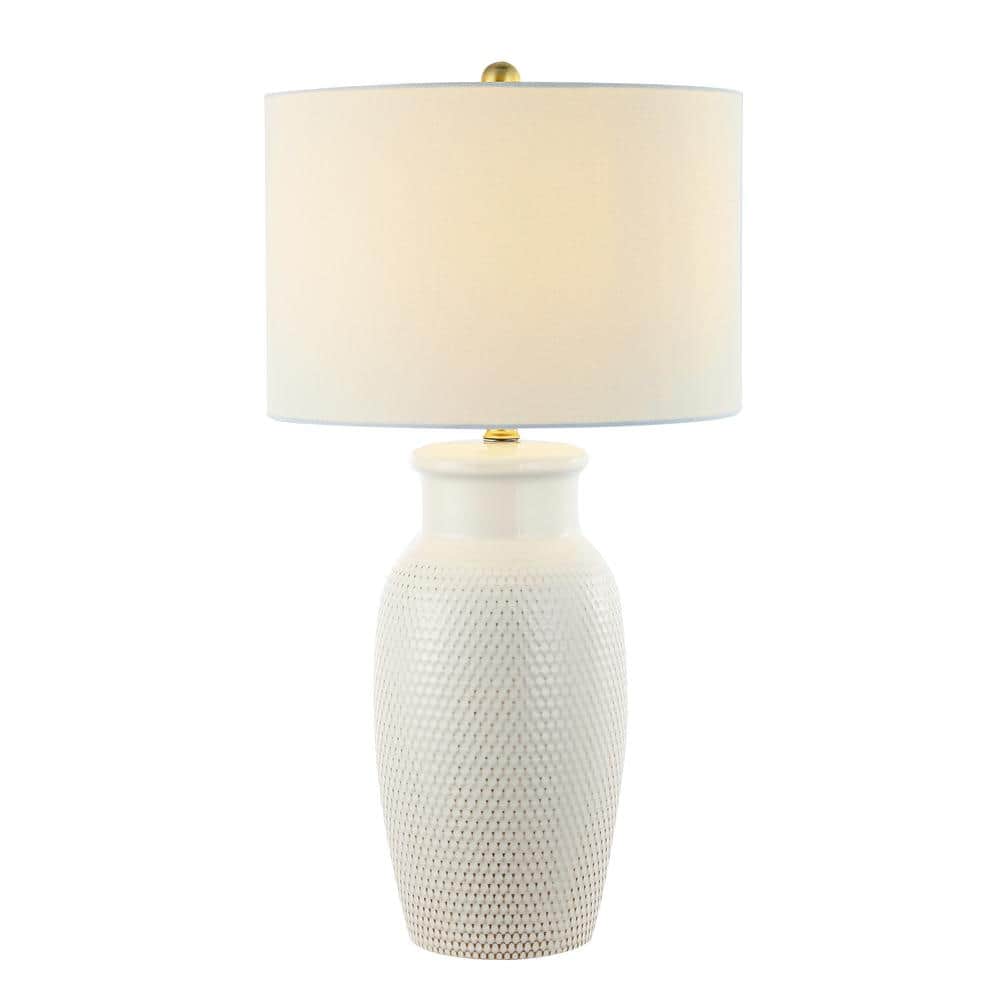 Ivory Ceramic Table Lamp with White Drum Shade