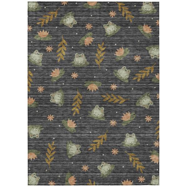 Chantille Machine Washable Indoor/Outdoor Abstract ACN2795 Black 10 ft. x 14 ft. Area Rug
