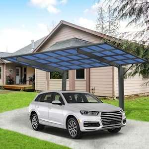 17 ft. W x 9 ft. D x 10.9 ft. H Charcoal Galvanized Metal Roof &Aluminum Frame Outdoor Carport Car Garage Shelter