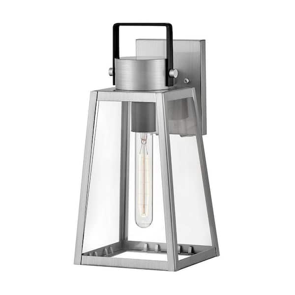 LARK Hugh 1-Light Antique Brushed Aluminum Hardwired Outdoor Wall Lantern Sconce