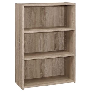 Jasmine 35.5 in. Dark Taupe Reclaimed Wood-Look 3-Shelf Bookcase