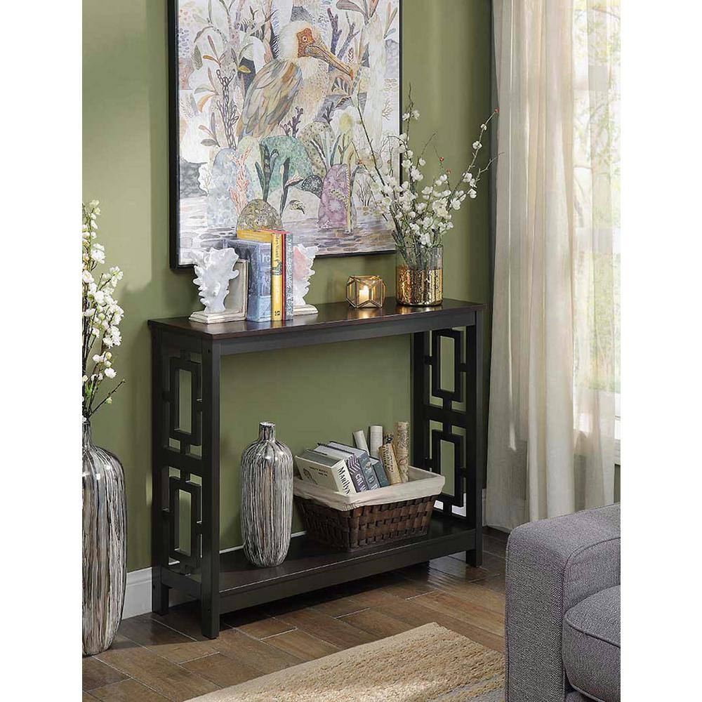 Town Square Espresso 40" Wood Console Table with Storage Shelf