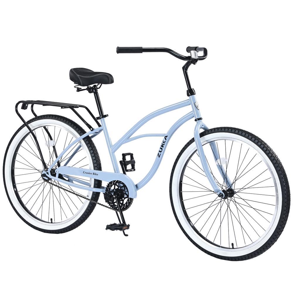 26 in. Outdoor Steel Single Speed Bike with Rear Cargo Rack for Flat and Ea