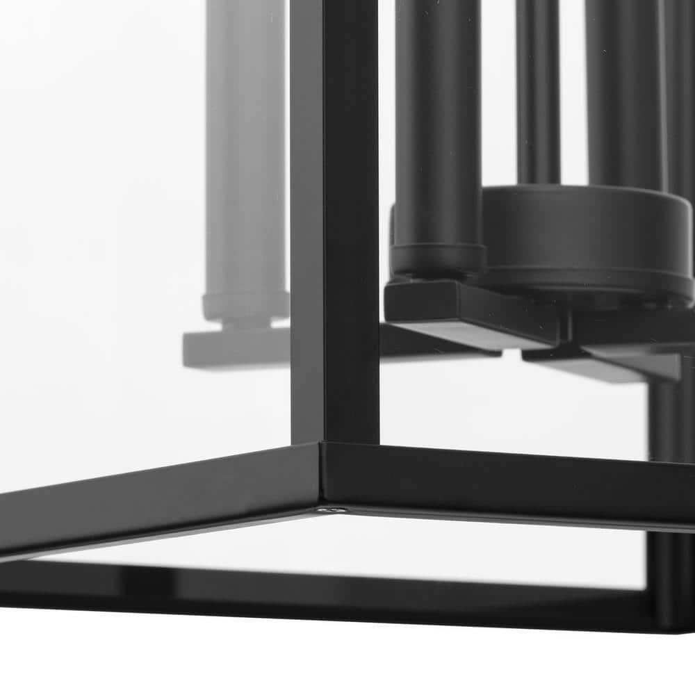 Hillcrest Matte Black 4-Light Glass Foyer Chandelier