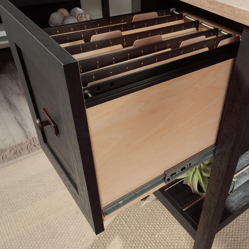 Raven Oak Executive Desk with Drawers and Filing Cabinet