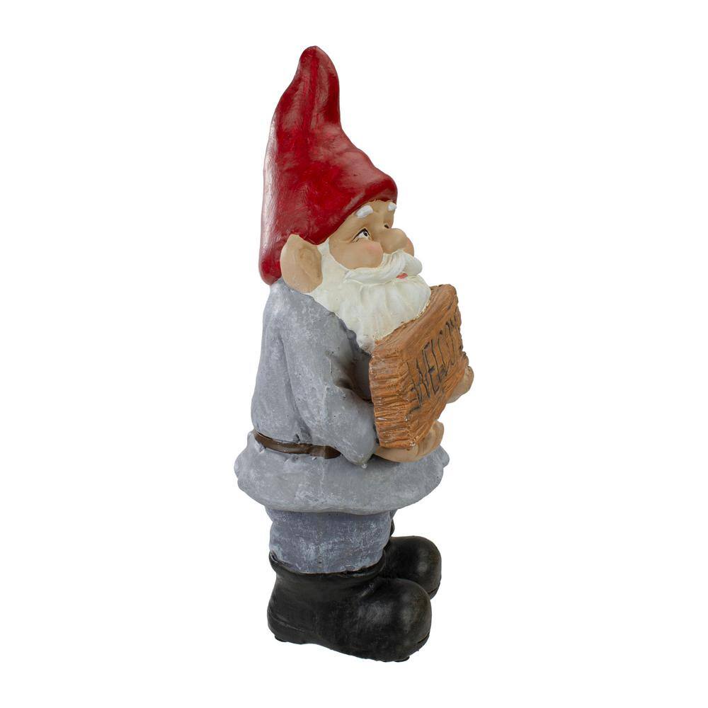 17" Red Hat Gray Outfit Polyresin Garden Gnome Statue