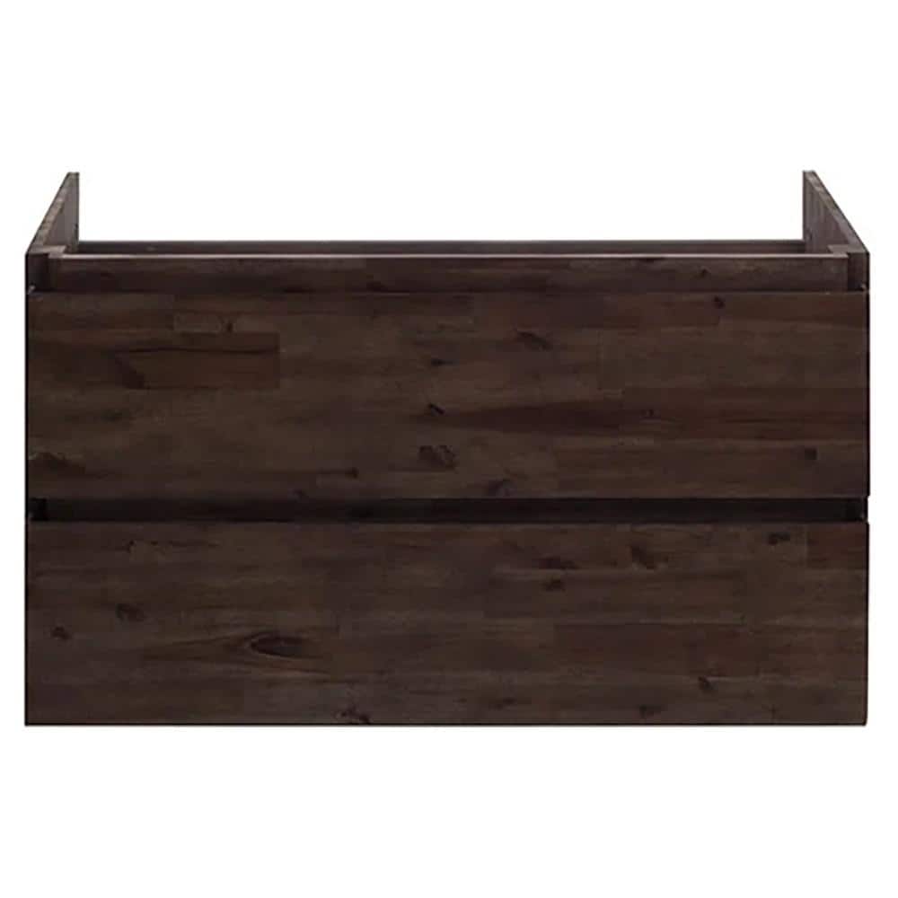 Formosa 82" Brown Acacia Wall-Mount Double Vanity Cabinet