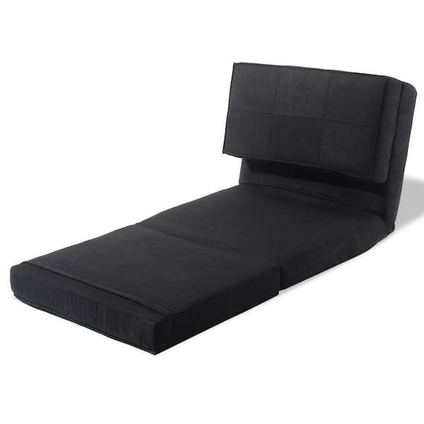 FORCLOVER Black Convertible Folding Futon Chair SY 366HW301BK