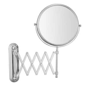 8 in. W x 8 in. H Round Two-Sided Magnifying Telescopic Bi-View Magnifying Wall Mount Bathroom Makeup Mirror in Chrome