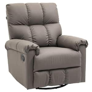 32.75 in. Round Arm Leather Recliner in Brown