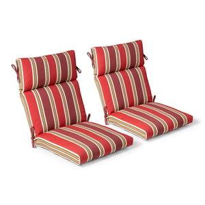 21.5 in. x 44 in. x 4 in. Chili Stripe Outdoor Highback Dining Chair (2 Pack)