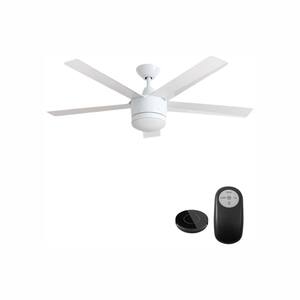 Merwry 52 in. Integrated LED Indoor White Ceiling Fan with Light Kit Works with Google Assistant and Alexa